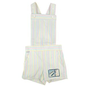 Maverick 1980s Vintage Striped Shortalls Girls 5 Pastel Multi NWT